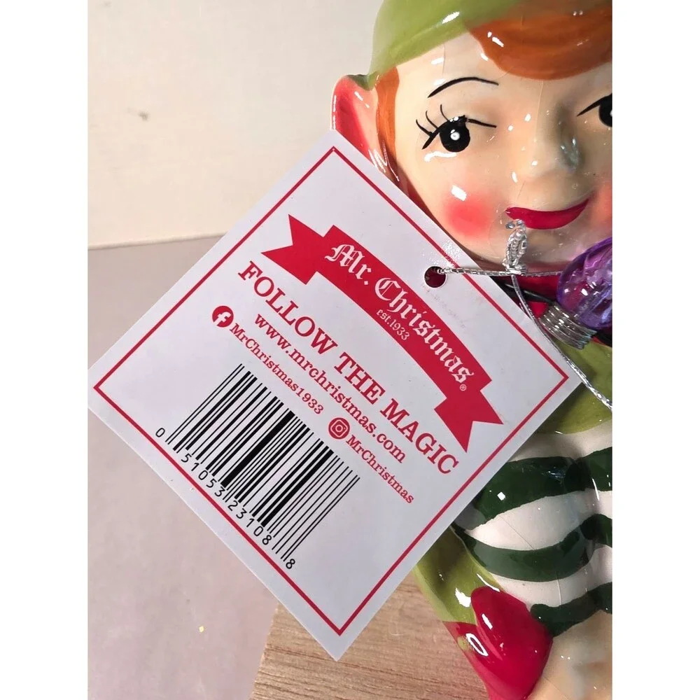 New Mr. Christmas Lighted Elf Christmas Ornament Follow the Magic 5